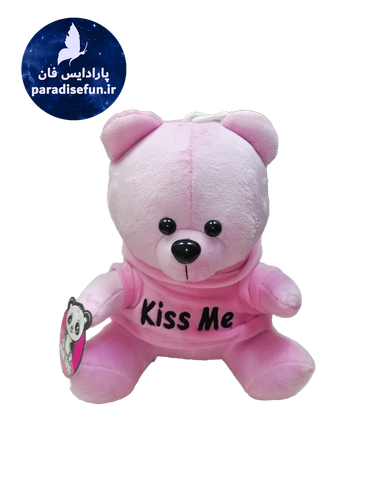عروسک خرس هودی دار صورتی ارتفاع 15 سانت
